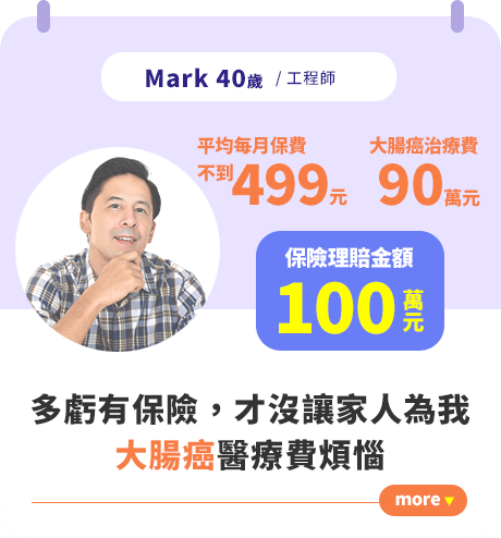 多虧有保險，才沒讓家人為我大腸癌醫療費煩惱