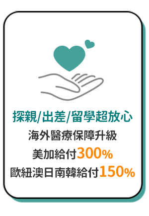 探親/出差/留學超放心海外醫療保障升級,美加給付300%歐紐澳日南韓給付150%