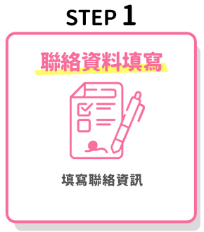 STEP 1-聯絡資料填寫：填寫聯絡資訊與簡訊驗證，1分鐘即可完成