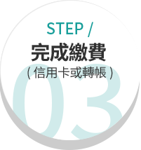 完成繳費(信用卡或轉帳)