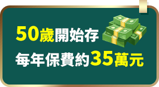 50歲開始存每年保費35萬元