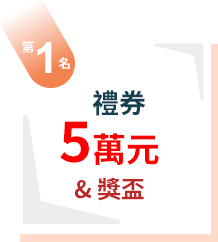 第1名：禮券5萬元+獎盃