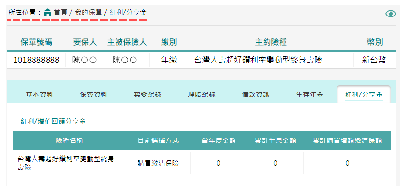 增值回饋分享金及紅利查詢